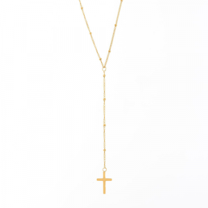 Collar Colgante dorado con Cruz y cuentas