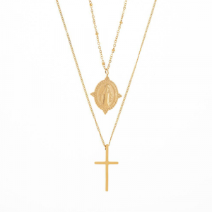 Collar doble Milagrosa y cruz